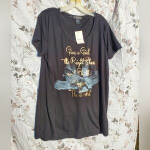 LA Threads Black Short Sleeve Tee with Gold Script Graphic